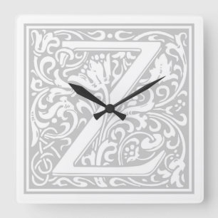 William Morris Alphabet “Z” Square Wall Clock