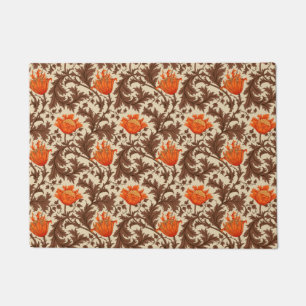 William Morris Anemone, Beige, Brown & Rust Orange Doormat