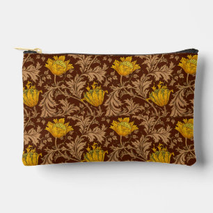 William Morris Anemone, Brown and Mustard Gold Accessory Pouch