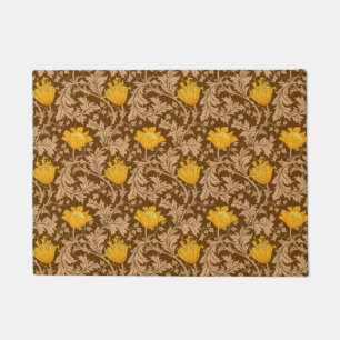 William Morris Anemone, Brown and Mustard Gold Doormat