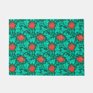 William Morris Anemone, Deep Red and Turquoise Doormat