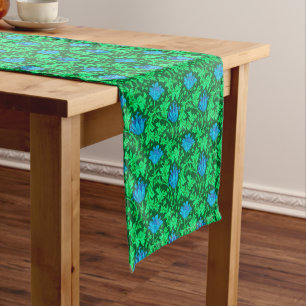 William Morris Anemone, Emerald Green and Blue  Short Table Runner