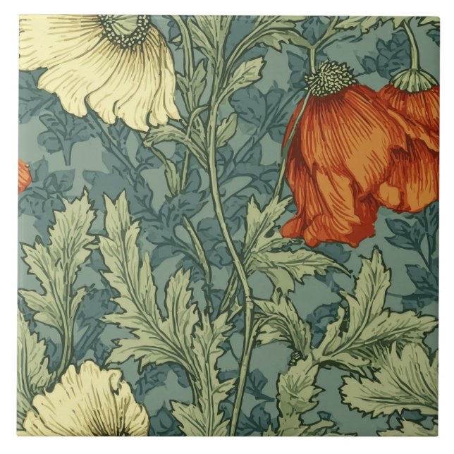 William Morris Anemone Floral Tile (Front)