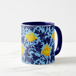 William Morris Anemone, Navy and Mustard Yellow    Mug