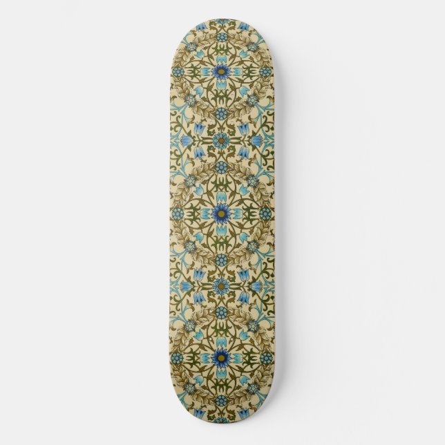 William Morris Antique 1873 Vine & Floral Pattern Skateboard (Front)