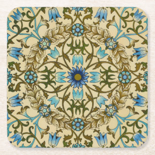 William Morris Antique 1873 Vine & Floral Pattern Square Paper Coaster