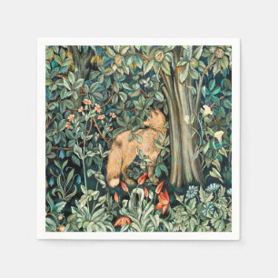 William Morris Antique Fox Forest Tapestry Art Napkin