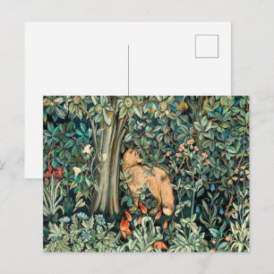 William Morris Antique Fox Forest Tapestry Art Postcard