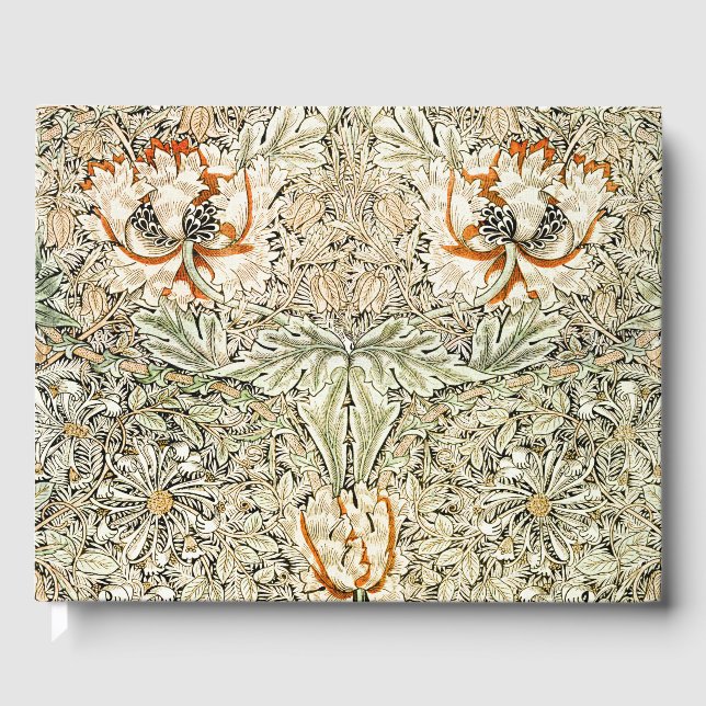 William Morris Antique Honeysuckle Floral Classic Guest Book (Front)