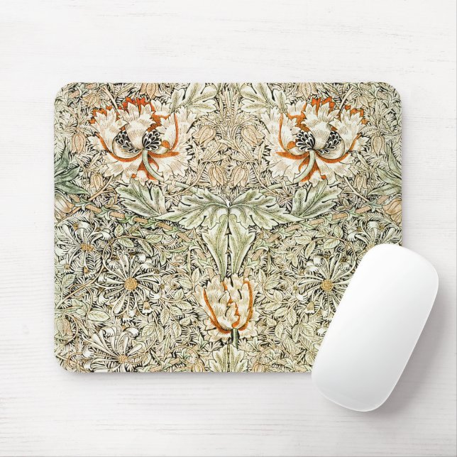 William Morris Antique Honeysuckle Floral Classic Mouse Mat (With Mouse)