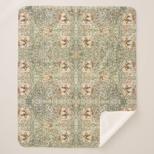 William Morris Antique Honeysuckle Floral Classic Sherpa Blanket