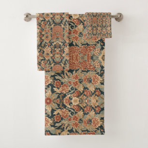 William Morris Antique Honeysuckle Floral Pattern Bath Towel Set