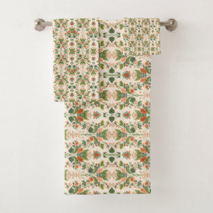 William Morris Antique Honeysuckle Floral Pattern Bath Towel Set