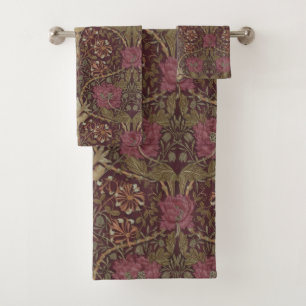 William Morris Antique Honeysuckle Floral Pattern Bath Towel Set