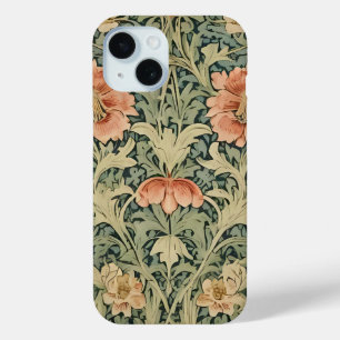 William Morris Antique Honeysuckle Floral Pattern iPhone 15 Case