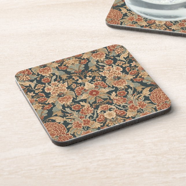 William Morris Antique Honeysuckle Floral Pattern Coaster (Left Side)