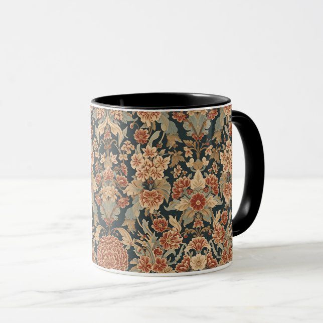 William Morris Antique Honeysuckle Floral Pattern Mug (Front Right)