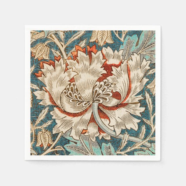William Morris Antique Honeysuckle Floral Pattern Napkin (Front)