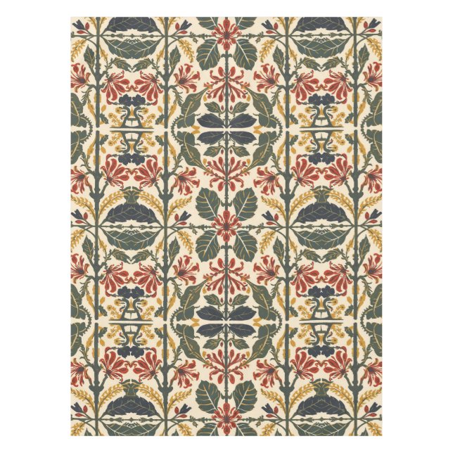 William Morris Antique Honeysuckle Floral Pattern Tablecloth (Front)