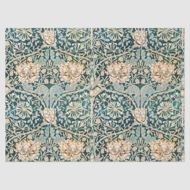 William Morris Antique Honeysuckle Floral Pattern Tissue Paper (Front)