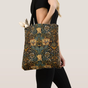 William Morris Antique Honeysuckle Floral Pattern Tote Bag