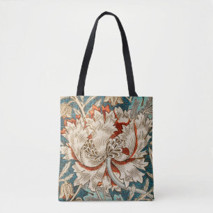 William Morris Antique Honeysuckle Floral Pattern Tote Bag