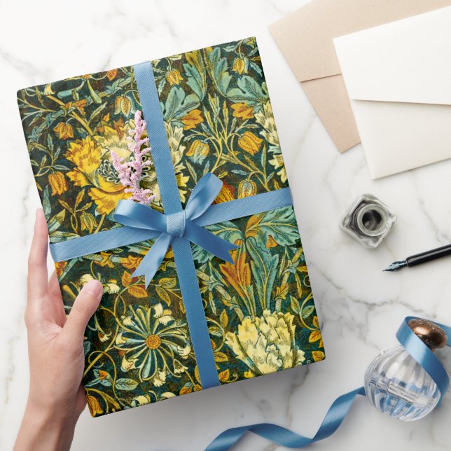 William Morris Antique Honeysuckle Floral Pattern Wrapping Paper (Gifting)