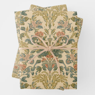 William Morris Antique Honeysuckle Floral Pattern Wrapping Paper Sheet
