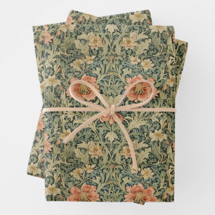 William Morris Antique Honeysuckle Floral Pattern Wrapping Paper Sheet