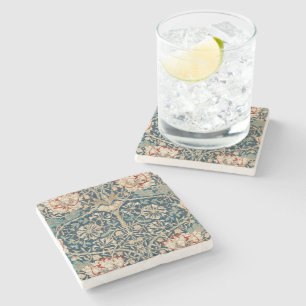 William Morris Antique Honeysuckle Floral Stone Coaster