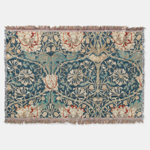 William Morris Antique Honeysuckle Floral Throw Blanket