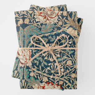 William Morris Antique Honeysuckle Floral Wrapping Paper Sheet