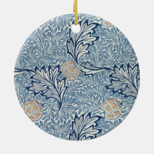 William Morris Apple Flower Floral Design Ceramic Tree Decoration (Back)