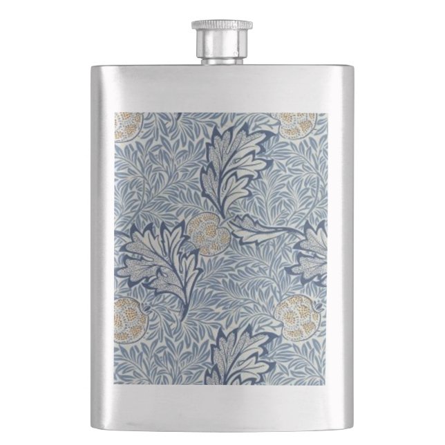 William Morris Apple Flower Floral Design Hip Flask (Front)