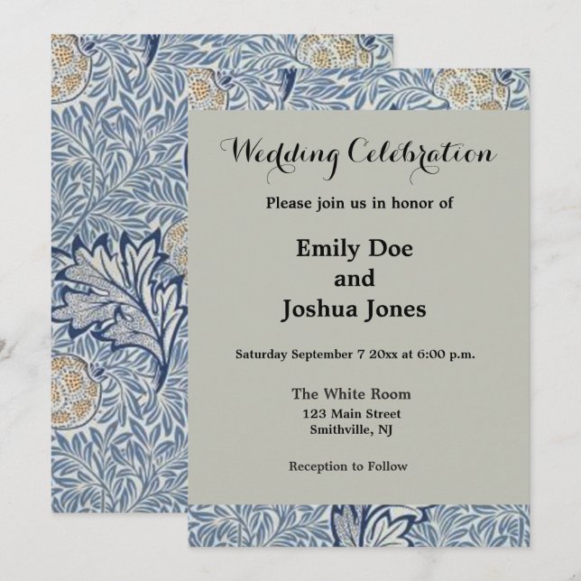 William Morris Apple Flower Floral Design Invitation (Front/Back)