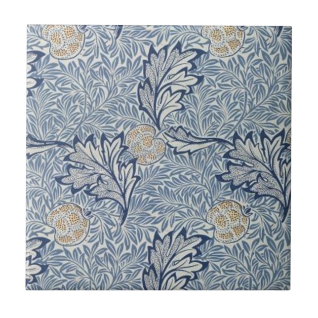 William Morris Apple Flower Floral Design Tile (Front)
