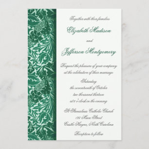 William Morris Aqua Leaves Wedding Invitation
