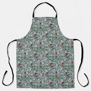William Morris Arbutus Vintage Red Berries Foliage Apron