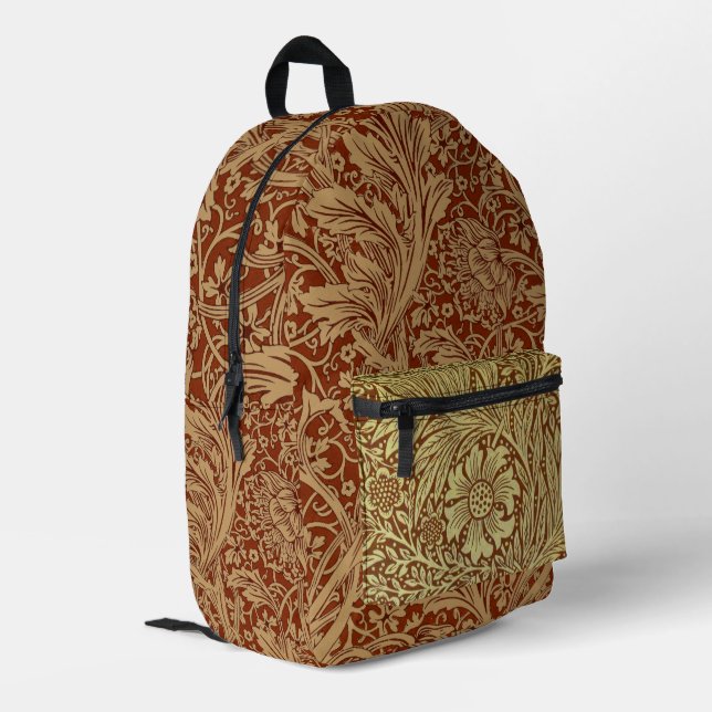 William Morris Arcadia Floral Garden Flower Classi Printed Backpack (Back Corner Left)