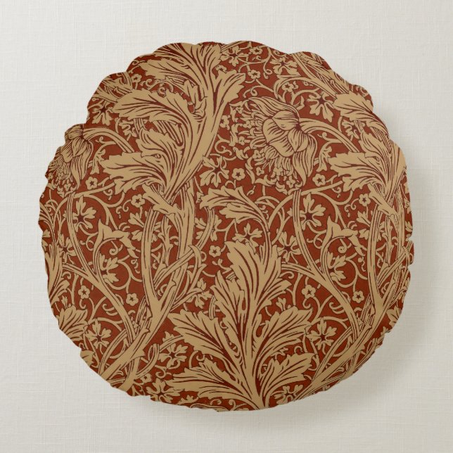 William Morris Arcadia Floral Garden Flower Classi Round Cushion (Front)