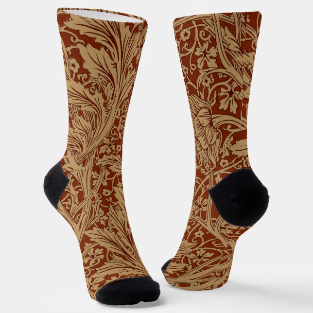 William Morris Arcadia Floral Garden Flower Classi Socks (Angled)
