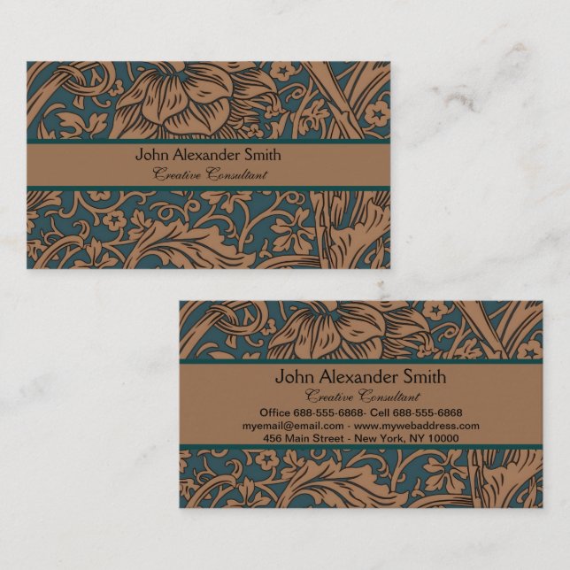 William Morris Arcadia Floral Pattern Classic Business Card (Front/Back)