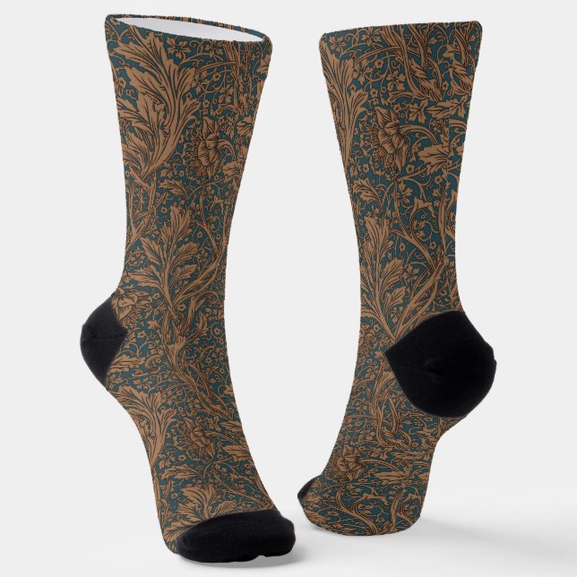 William Morris Arcadia Floral Pattern Classic Socks (Angled)
