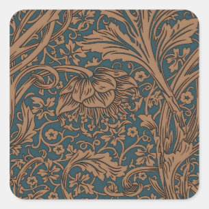 William Morris Arcadia Floral Pattern Classic Square Sticker