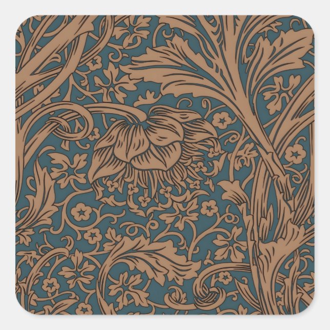William Morris Arcadia Floral Pattern Classic Square Sticker (Front)