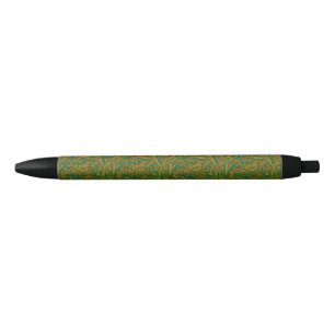William Morris Arcadia Floral Pattern Green Golden Black Ink Pen