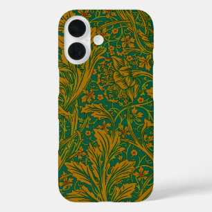 William Morris Arcadia Floral Pattern Green Golden iPhone 16 Case