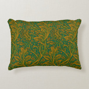William Morris Arcadia Floral Pattern Green Golden Decorative Cushion