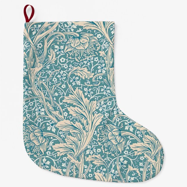 William Morris Arcadia Floral Pattern Large Christmas Stocking (Front)