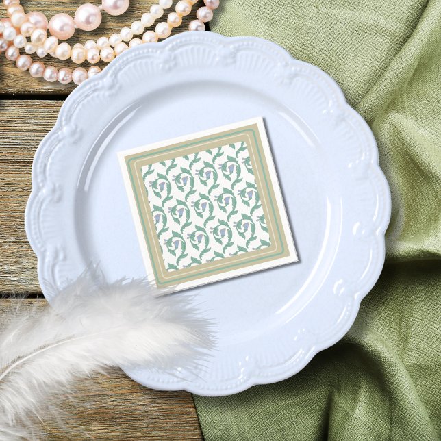 William Morris Art Deco Floral Green Vines Napkin (Creator Uploaded)